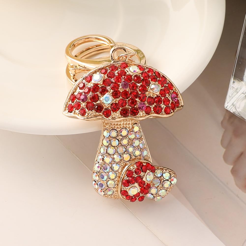 Rhinestone Mushroom Purse Charms for Women Girls, Cute Car Keyring Holder Bag Charms Handbag Pendant - Image 2
