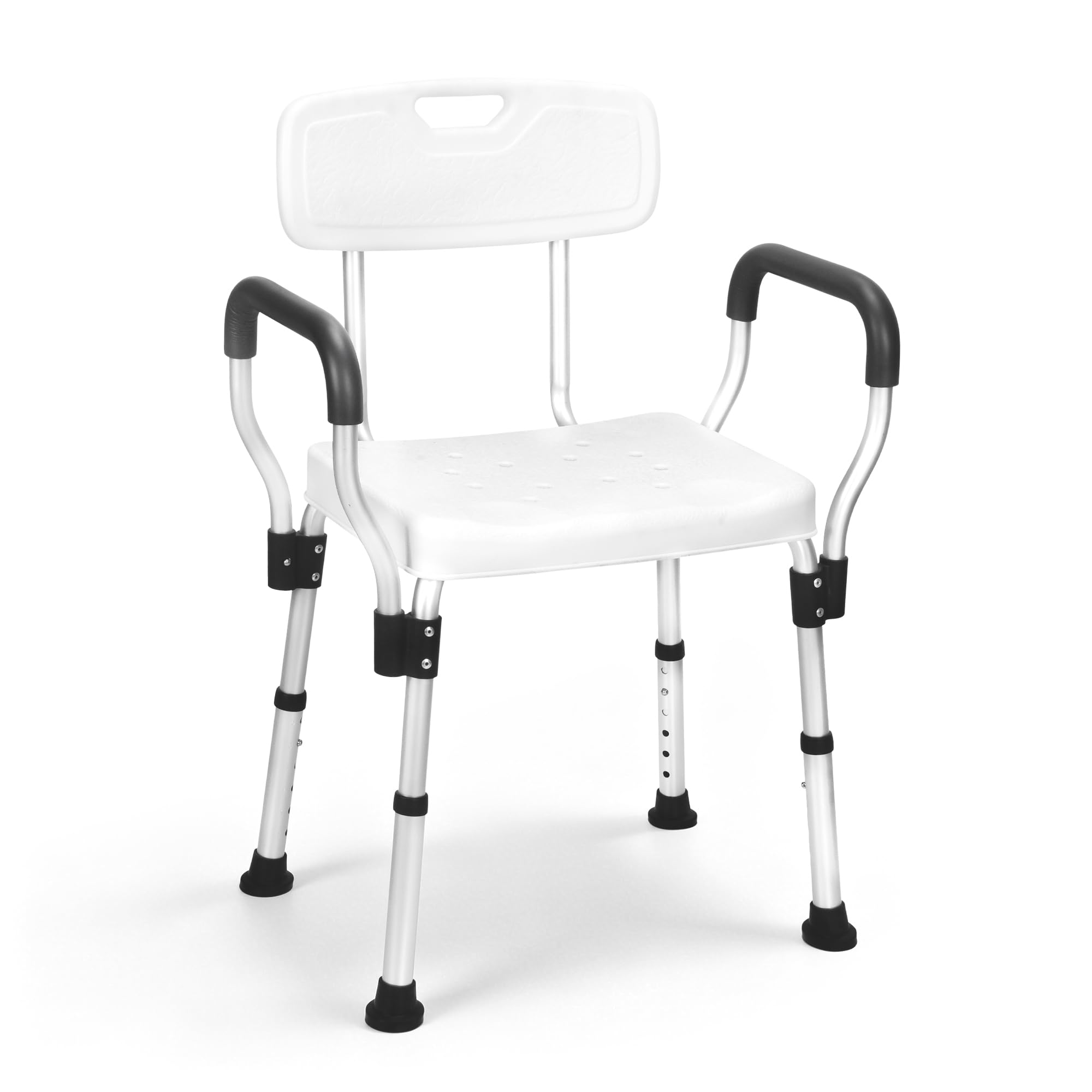 HDB-796C - Silla de ducha para ducha interior con respaldo, asiento de ducha resistente para bañera - Asiento de baño de seguridad de altura ajustable para ancianos discapacitados y