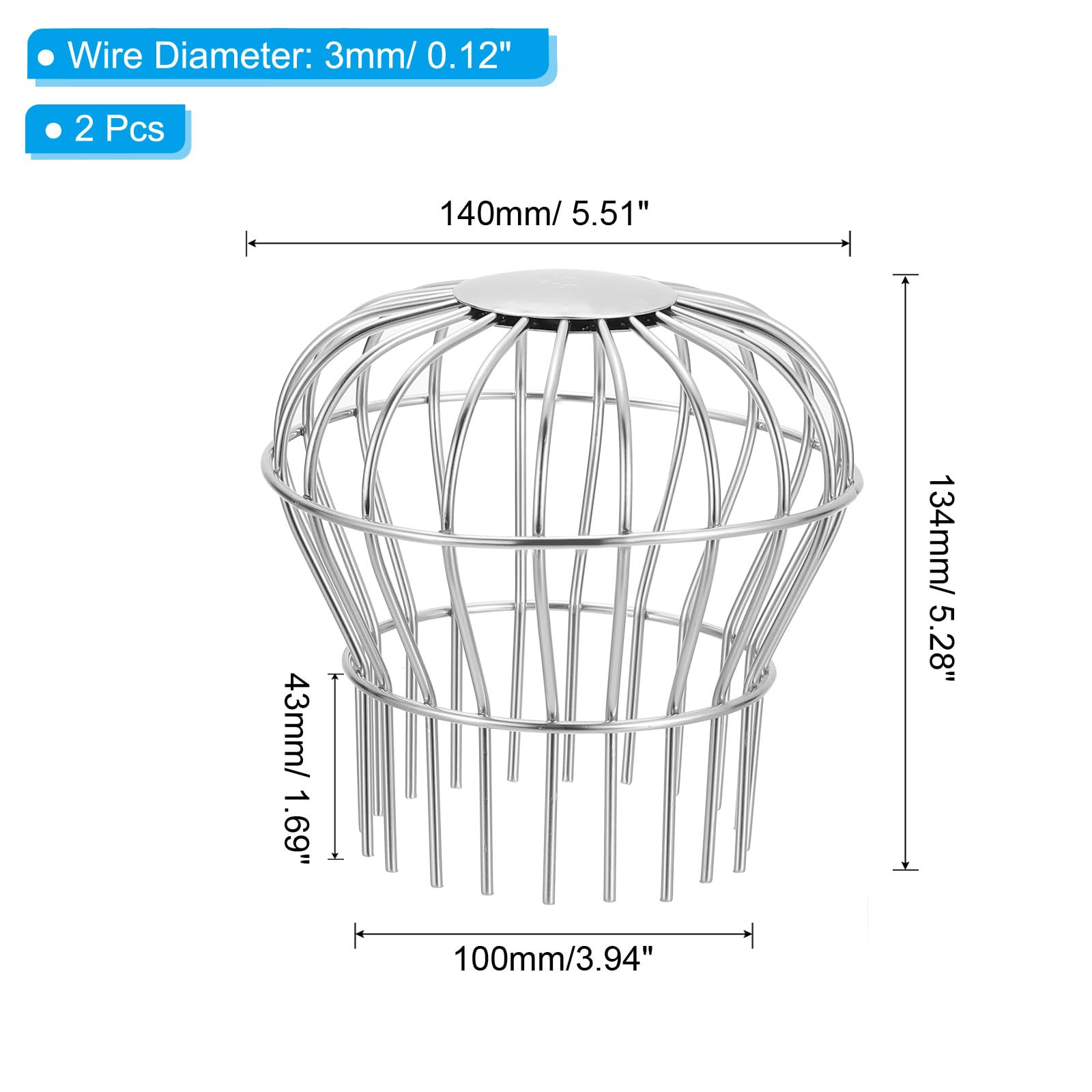 PATIKIL Gutter Guard 4 Inch, 2Pack 304 Stainless Steel Down Pipe Filter - Image 2
