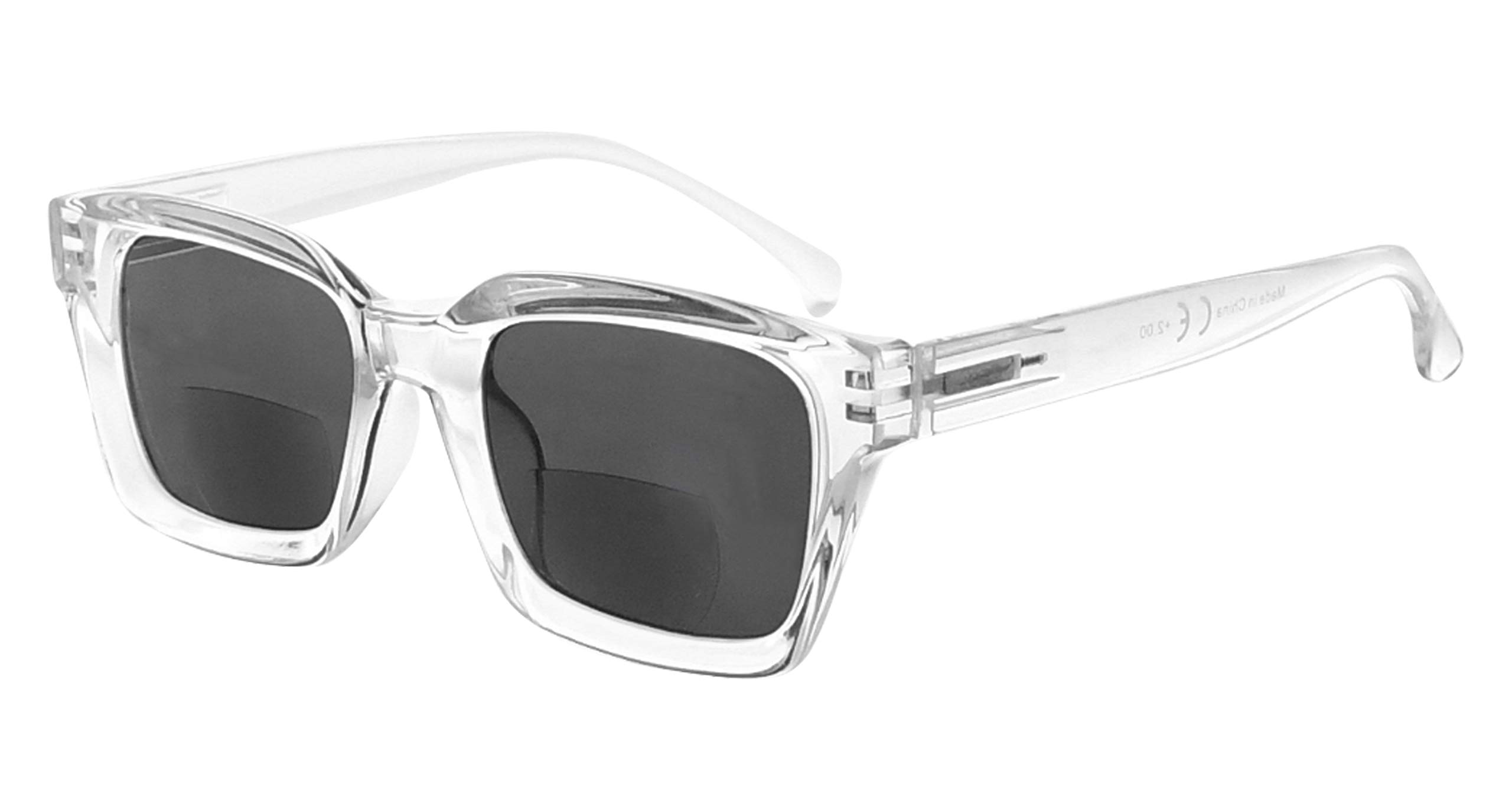 Eyekepper Bifocal Sunglasses for Women Reading under the Sun Stylish Bifocal Readers Tinted Lens Oversize - Transparent +2.50