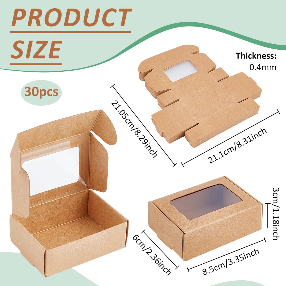 BENECREAT 100-Pack Kraft Gift Boxes With Clear Window – 2.5x2.5x1.2 Inches, Black, For Favors & Treats - View #3