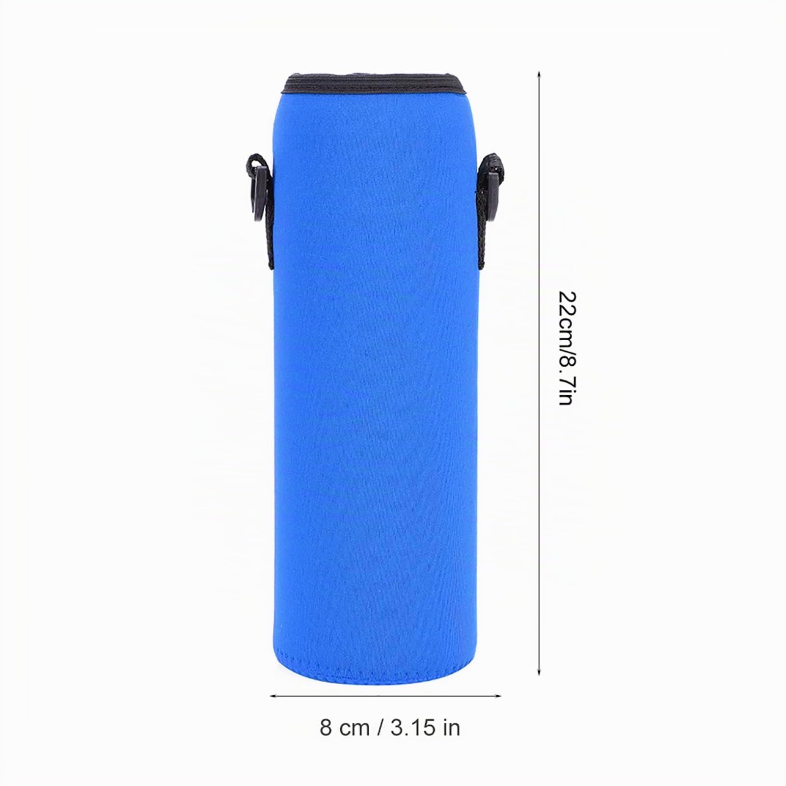 Custodia Termica per Borsa Porta Bottiglia D'acqua in Neoprene con Tracolla Custodia Impermeabile per Bottiglia D'acqua da 1 Litro per Uso Esterno (BLUE)
