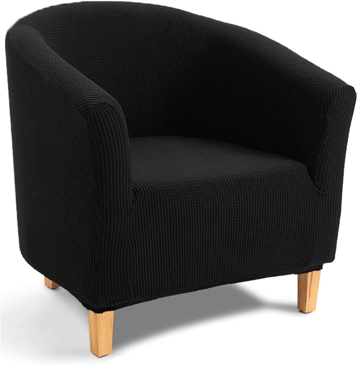 SXNING High Stretch Spandex Coffee Tub Sofa Armchair Seat Cover Protector Washable Furniture Slipcover Easy-Install Home Chair Decor (Black)