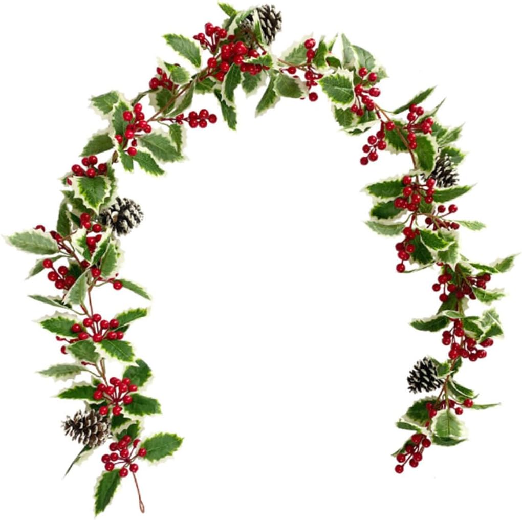 Artificial Berry Garland Christmas Decor with Red Berries Realistic Texture Xmas Vine for Indoor Holiday Party Material for Wreath Making and Festive Home Decoration