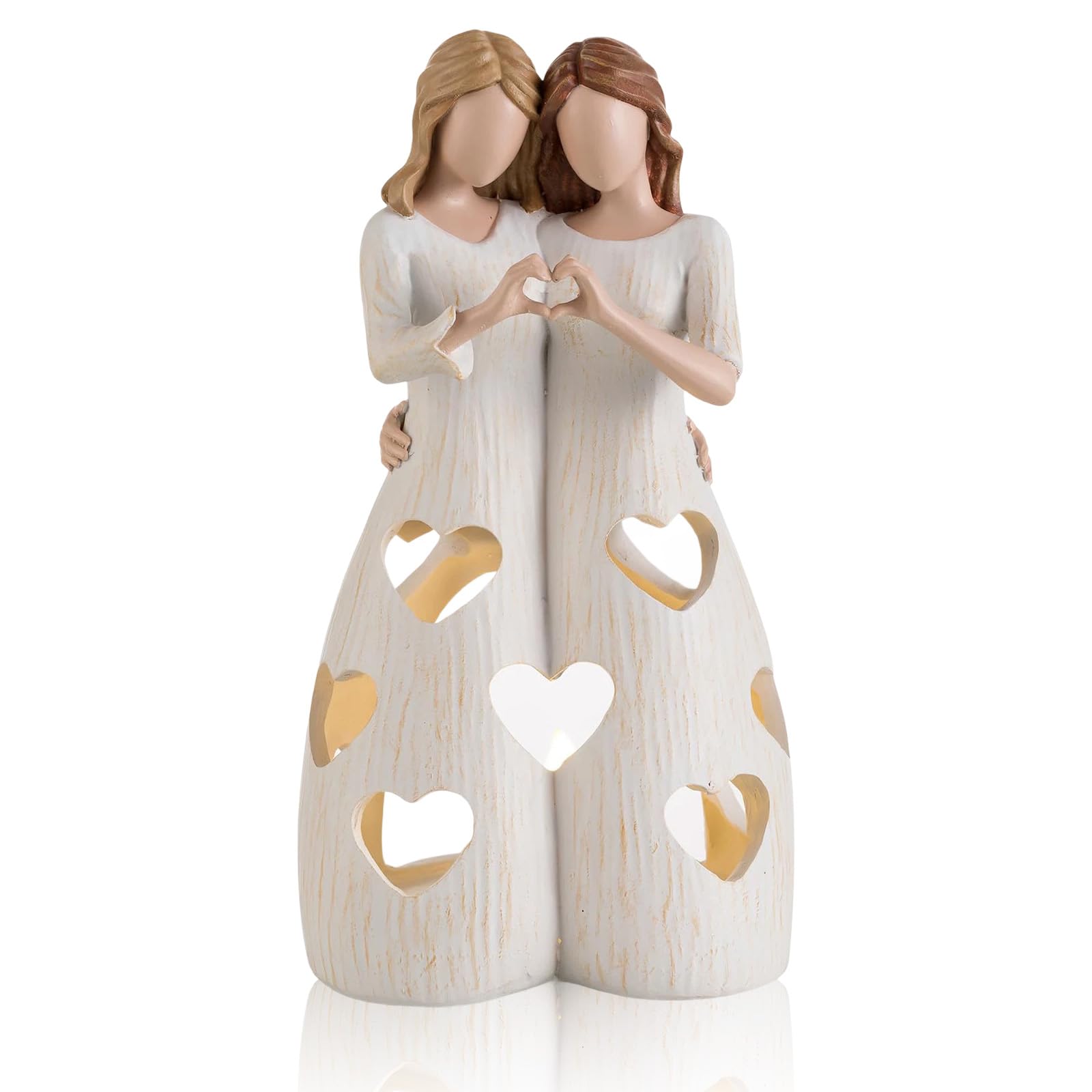 Birthday Gifts for Women, Candle Holders Statue with LED Candles, for Women, Resin Sister Figurines for Home Decor, Perfect for BFF Bestie Female Friendship Gift