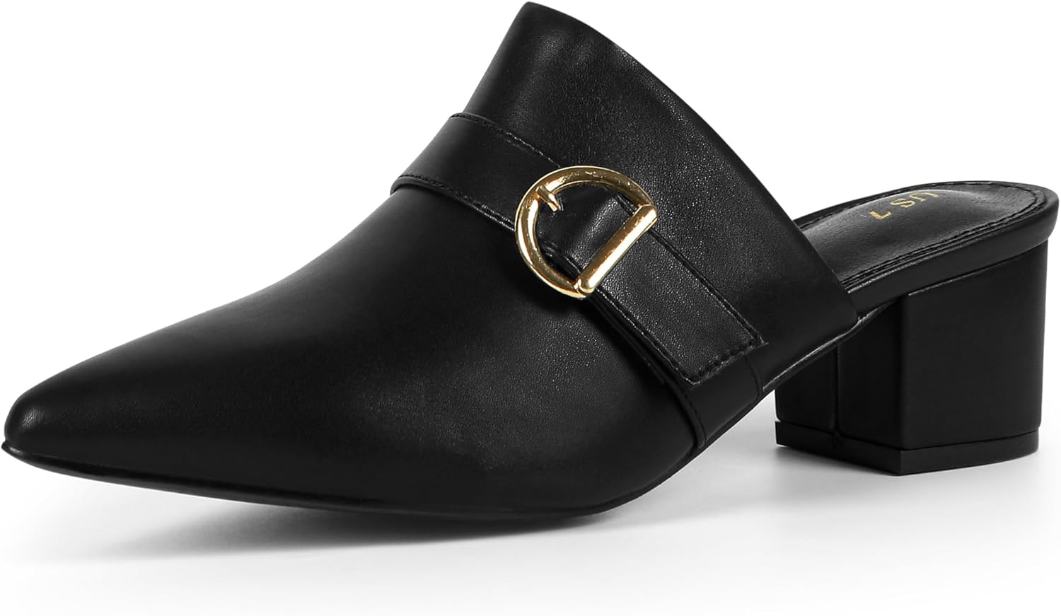 Perphy Pointed Toe Slip on Chunky Heel Mules for Women