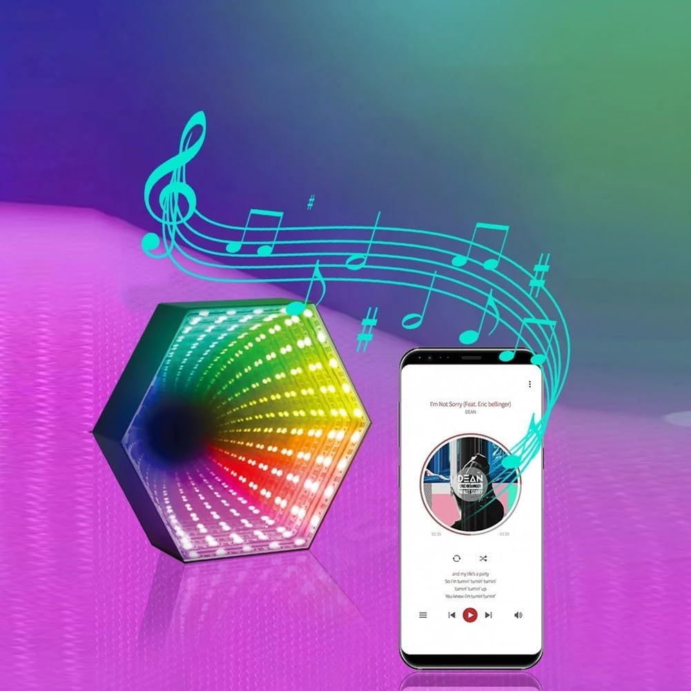 GeRRiT Mirror Tunnel Light, LED Infinity Mirror Wall Lamp, LED Color-Changing Tunnel Light, 3D Tunnel Lighting, Desktop Lamp Party Home Decor