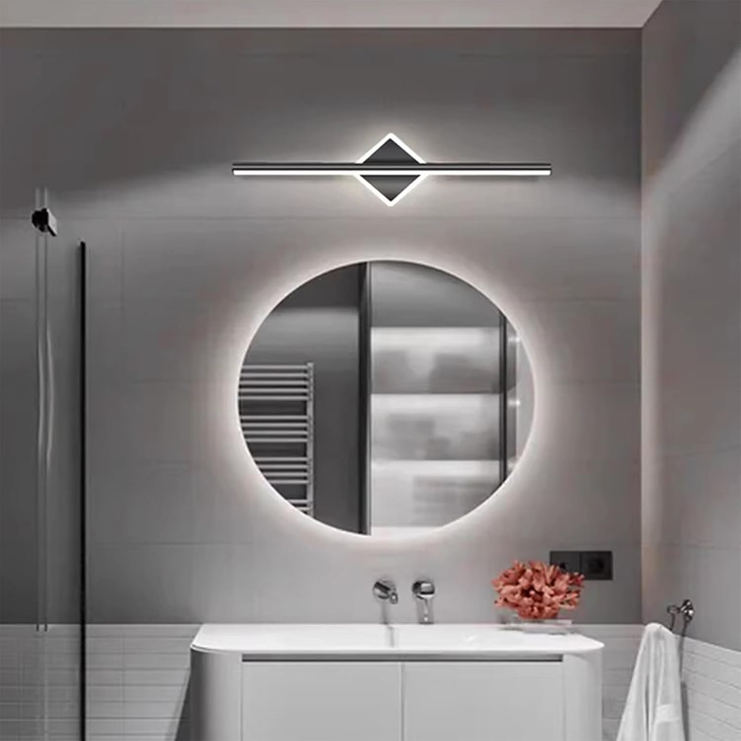 LED Long Strip Wall Light Bathroom Mirror Light Modern Simple Indoor Sconces Aluminum Metal Wall Lamps Background Linear Sconce for Living Room Vanity Bedroom (Golden White Light,80cm)