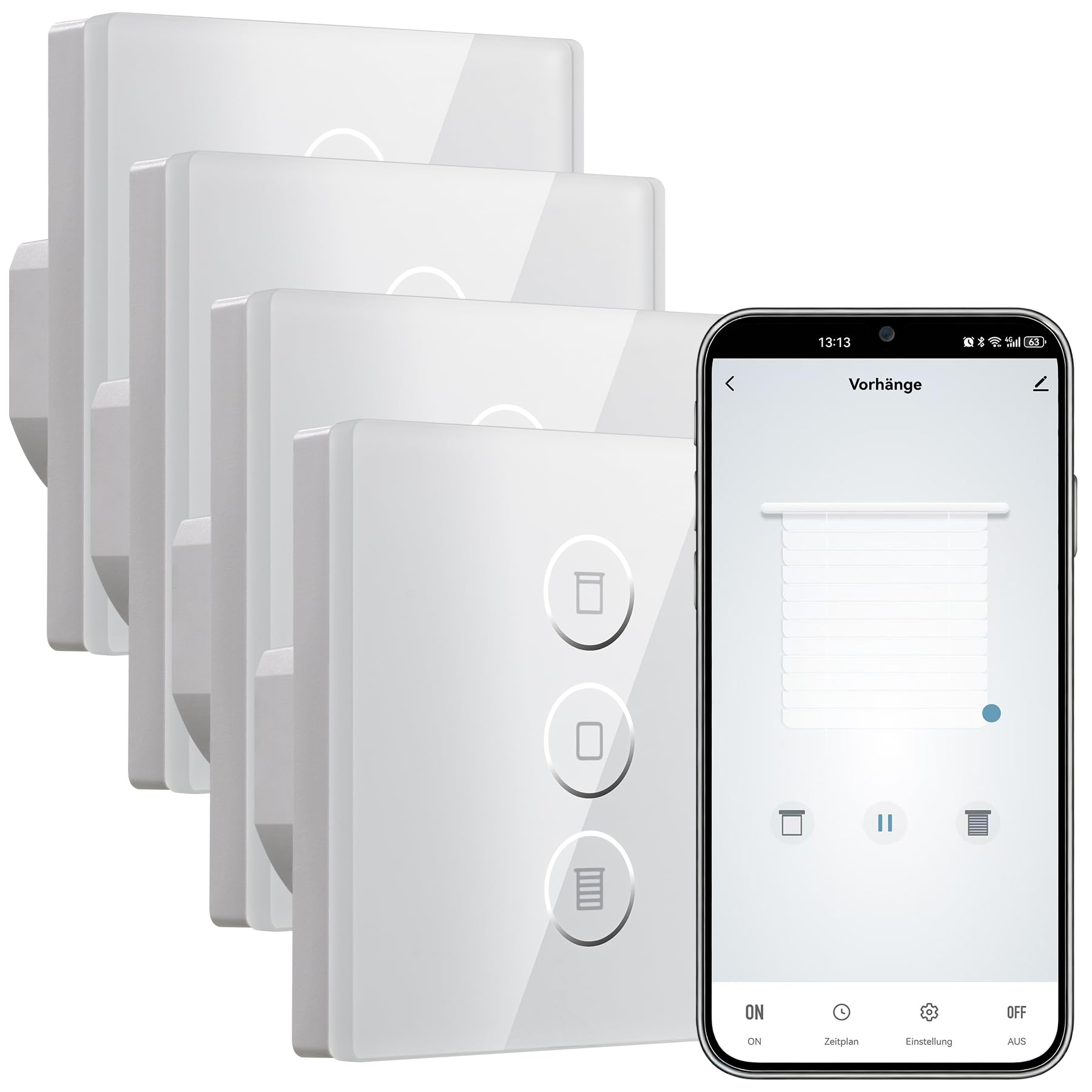 Interruttore per tapparelle Wi-Fi, timer intelligente per tapparelle, compatibile con Alexa/Google Home, interruttore a rullo wlan con app smart life controllabile, necessita di conduttori