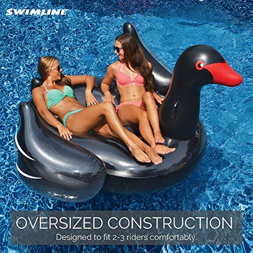 Swimline 90628 Giant Black Swan Inflatable Ride-On Pool Float Large #TOP4