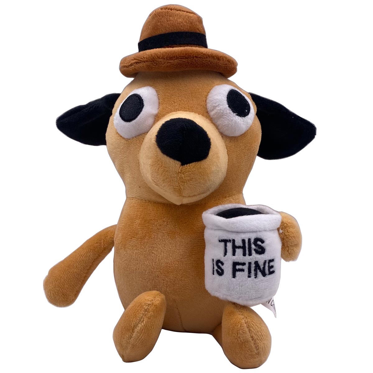 This is Fine Dog Plush, 11" inches Sized, Funny Coffee Drinking Dog Stuffed Animal Action Figures Soft Dolls Meme Plushies, Xmas Birthday Party Graduation Humor Gag Hilarious Ideal Gifts