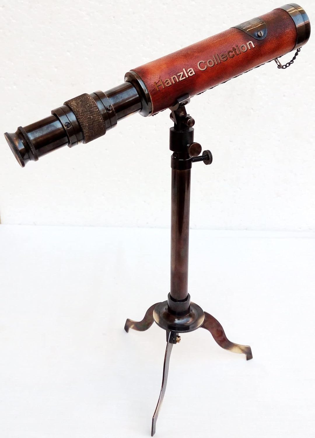 Antique Brass Leather Telescope Marine Spyglass with Adjustable Tripod Stand by Blackperlcrafts
