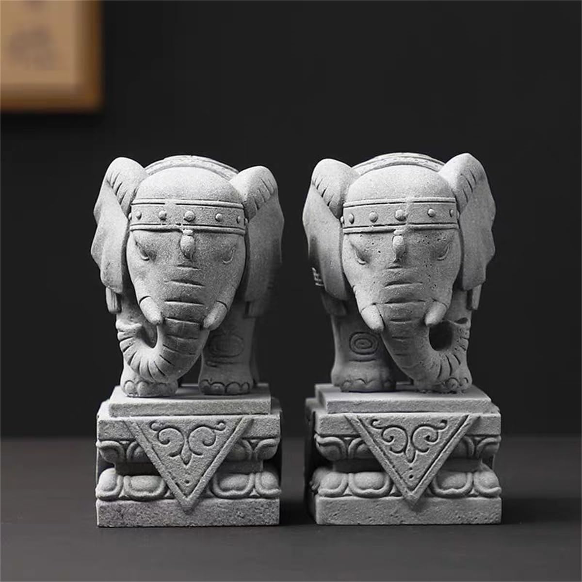 livelyfish Fish Tank Elephant Statue Asian Aquarium Foo Dogs Home Office Tabletop FengShui Decor for Wealth Success Good Lucky (M)