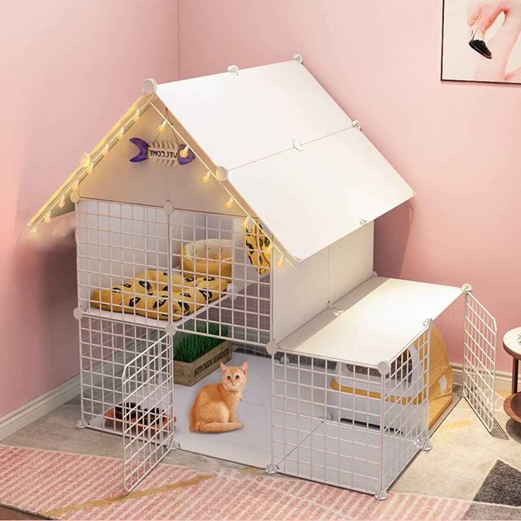 Okap Klatka dla kota Ogrodzenie dla kota Odpinany drut Kryty Domek dla majsterkowiczów Duży trening Idealny dla 1-2 kotów (Rozmiar: 111 x 75 x 110 cm)