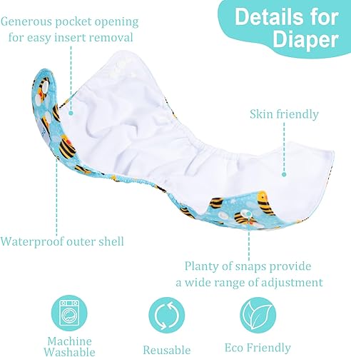 Miniatura 2 de babygoal Pañales de tela para recién nacidos, paquete de 13 unidades para niños prematuros de 5-12 libras, 6 unidades con 6 insertos y bolsa para