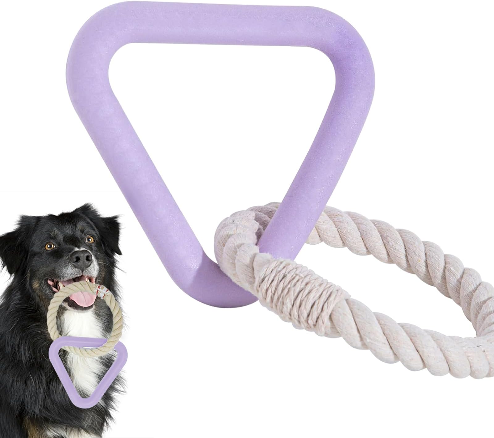SUNSHNO Interactive Dog Chew Toys -Ring Pull pet Dog Toy for Aggressive Chewers from Small to Medium Breed - Durable Triangle tug-of-war Pulling Toy for Training, Teething or Boredom,Purple
