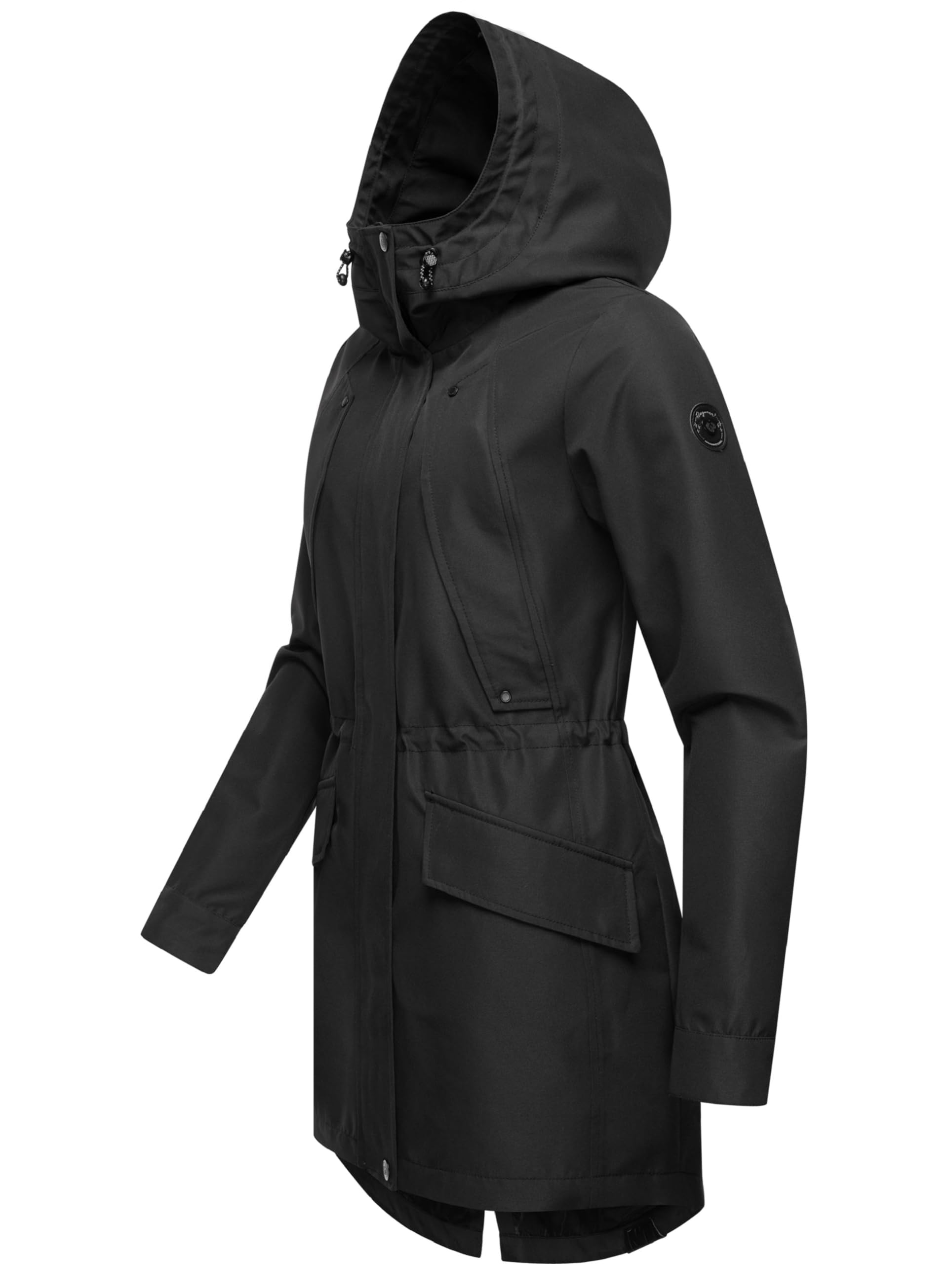 Ragwear Lekka damska parka przejściowa, długi płaszcz przeciwdeszczowy, wodoszczelny (słup wody 11 000 mm), oddychający, z dużym kapturem, Begonia XS-6XL