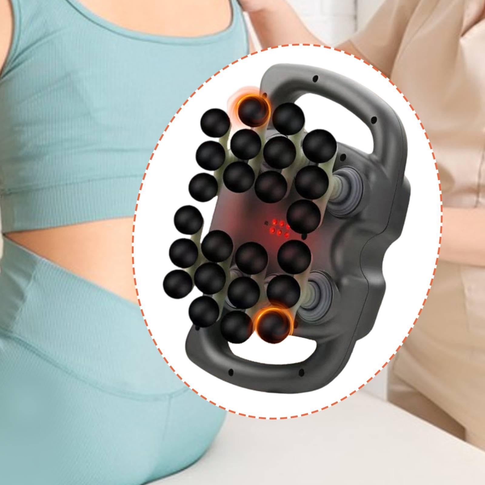 predolo -Massagegerät, verstellbar, komfortabel und kompakt, elektrische Rückenmassage mit Digitalanzeige für Arme, Beine und Schultern, 24 Graue Köpfe