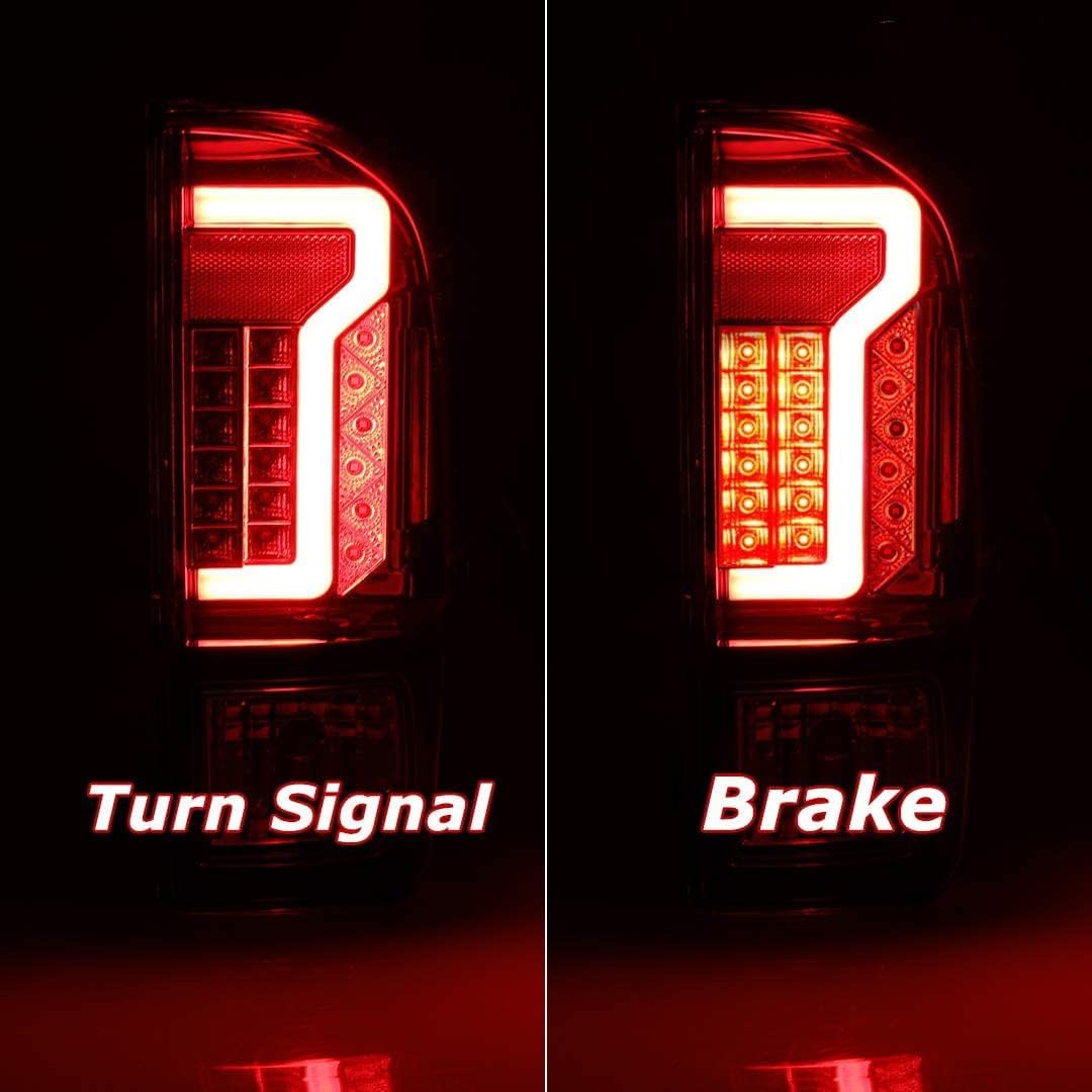 CPW Tail Lights Compatible with [2016-2023 Toyota Tacoma] LED Tube Bar Tail lights (Black/Clear Lens)