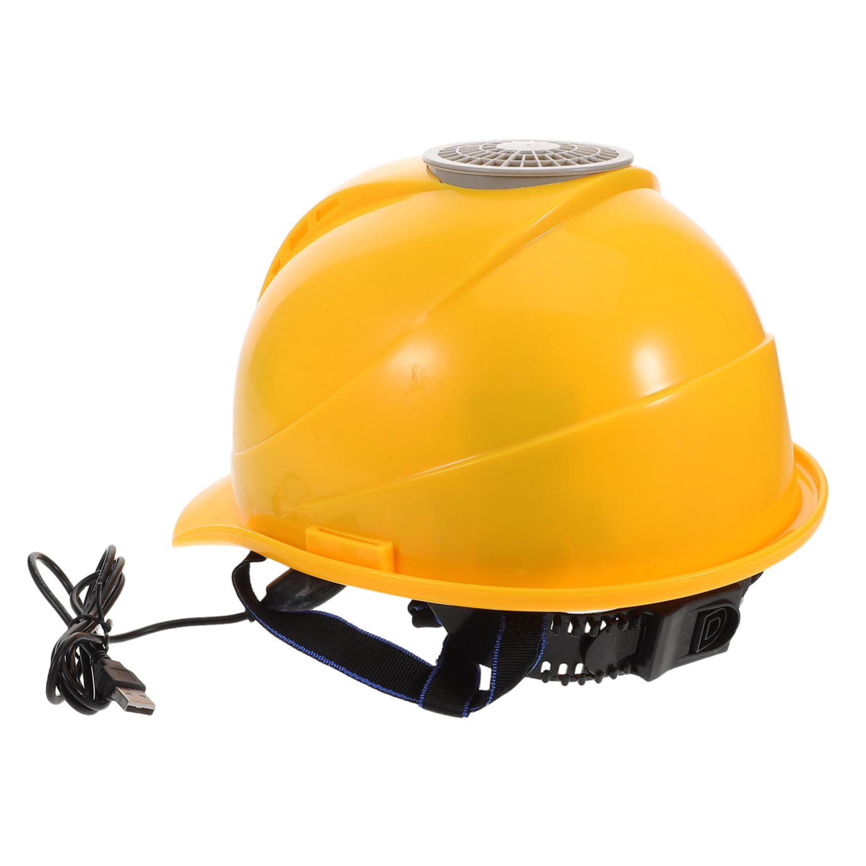 Hohopeti Casque De Sécurité USB avec Ventilateur Intégré Casque De Construction Multi-Fonctionnel pour Travail Estival Confortable Et Sécurité Jaune