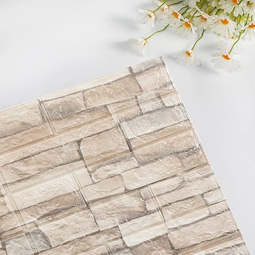 Miniatura 8 de Pegatinas de pared de ladrillo sintético 3D de 30.31 x 13.78 pulgadas, paneles de pared de espuma autoadhesivos, papel tapiz para sala de estar, TV,