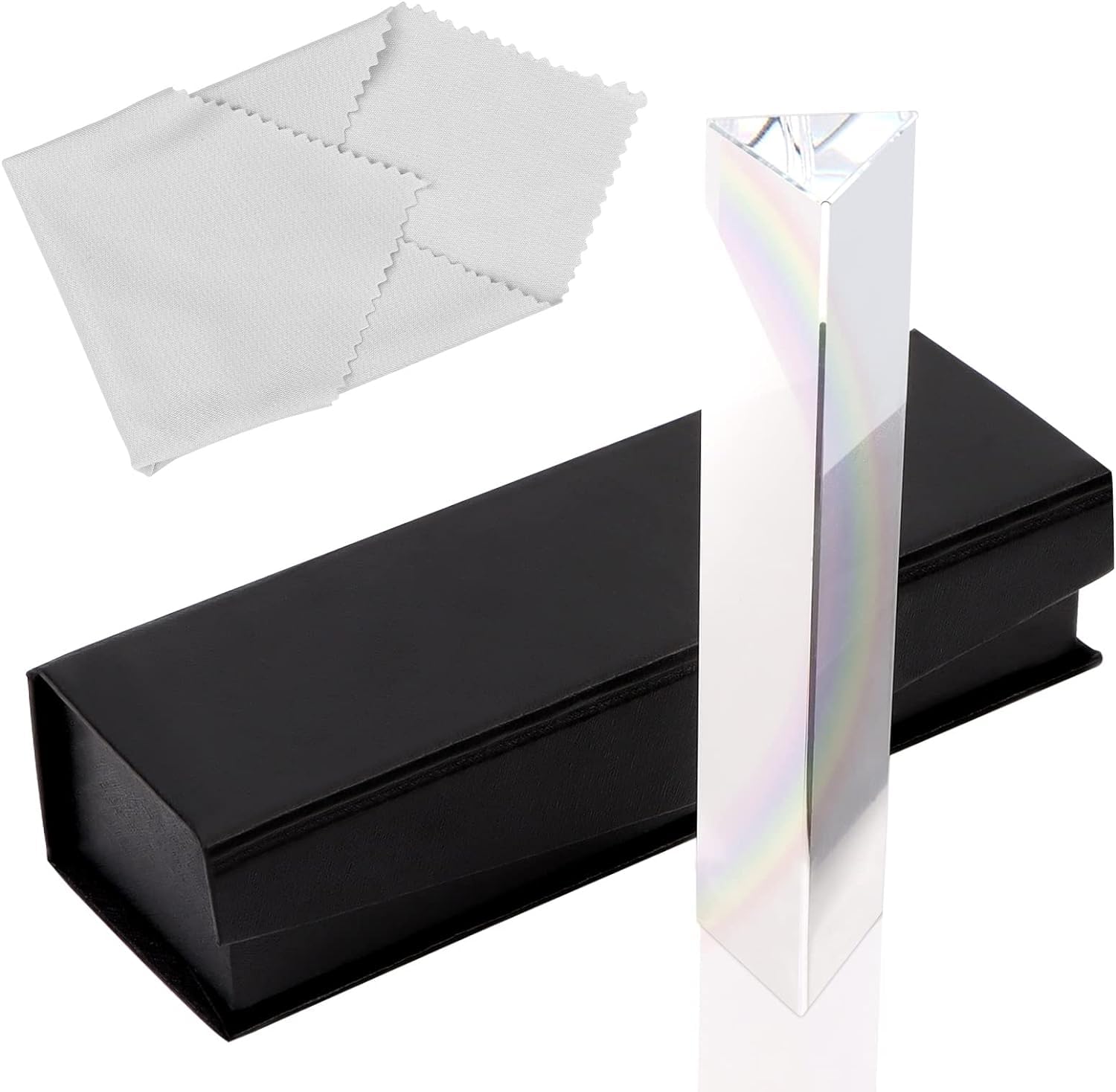 Prisma Triangolare in Cristallo K9, Prisma Ottico per Esperimenti Prisma Fotografia da 15cm con Panno per Occhiali e Confezione Regalo per Studenti, Insegnanti, Blogger di Fotografia…