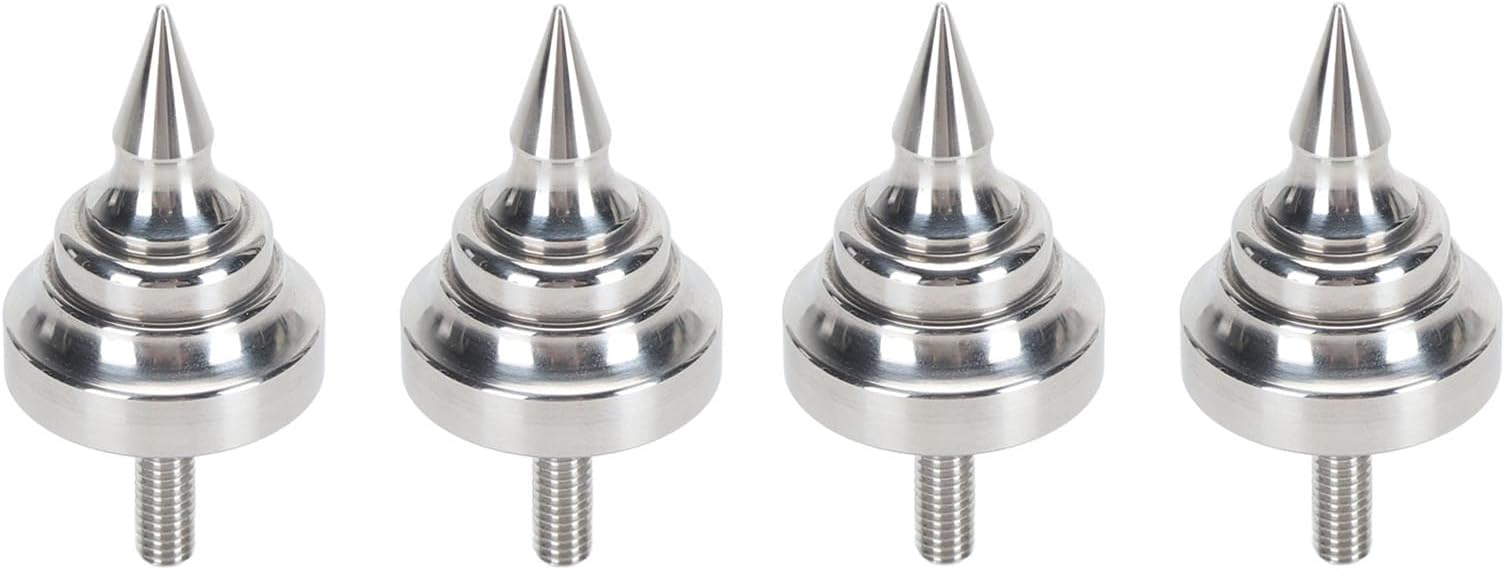 HiFi Speaker Spikes, Turntable Isolation Stand Feet, Shockproof Adjustable Stainless Steel Speaker Isolation Spike Feet for Amplifier CD DVD Player 4pcs (#12)