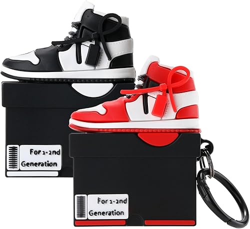 Paquete de 2 fundas de Maxjoy para Airpods de 2 generación, bonita caja 3D compatible con Airpods de 21 generación, a prueba de golpes, funda para