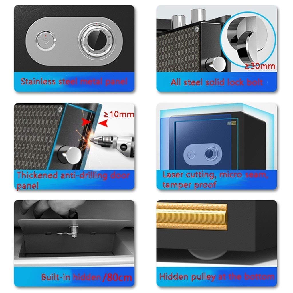cassetta di sicurezza, Acciaio ignifugo for uso domestico Larg 60cm/70cm/80c Antifurto(Black,32cm)