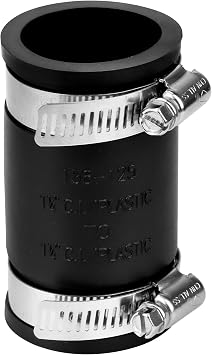 Flexible Coupling Pipe Fittings for 1-1/4" PVC Pipe | Replacement Flexible PVC Condensate Pipe Coupling with Stainless Steel Hose Clamps, Fit for Pipe Repair