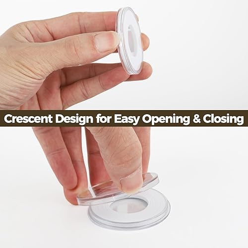 Miniatura 4 de 100 cápsulas de monedas de 1.811 in, soporte para coleccionista de monedas con junta de espuma y caja organizadora de almacenamiento de plástico,