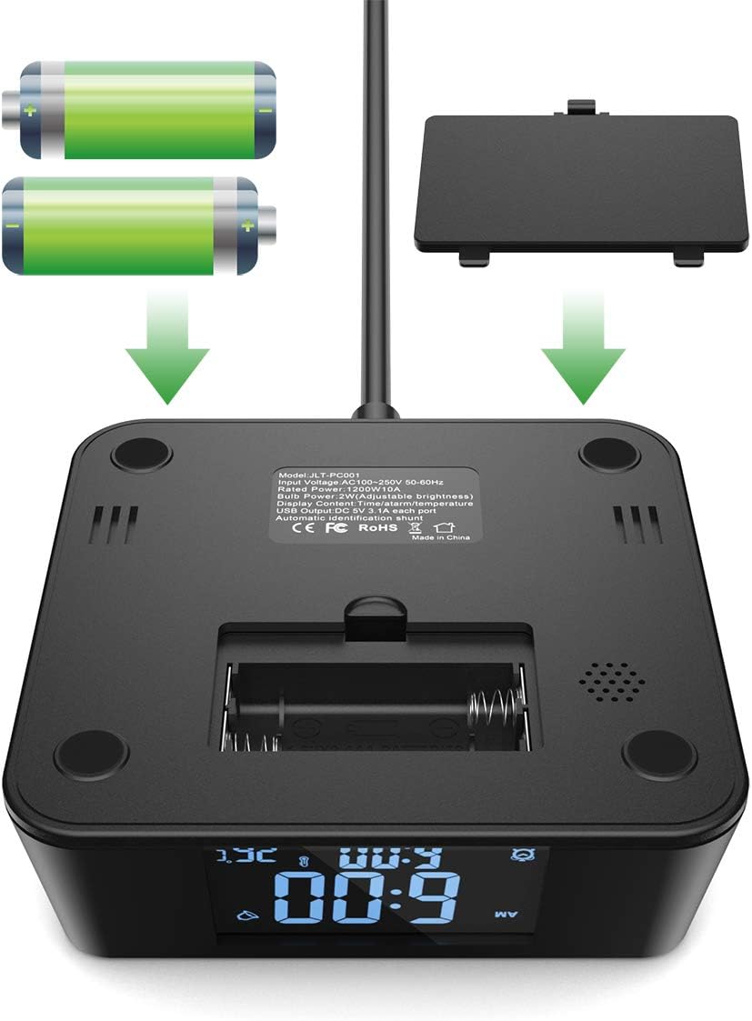 Super Brands Electronic Alarm Clock Charger Power Strip Surge Protector, 4 USB Ports 2 Outlets 6FT Power Cord Charging Station for Bedside,Home,Hotel,Office (Adjustable Brightness, ON/Off Switch,DST Time) Buy 1 get 1 🔥 Electronic Alarm Clock Charger Power Strip Surge Protector, 4 USB Ports 2 Outlets 6FT Power Cord Charging Station for Bedside,Home,Hotel,Office (Adjustable Brightness, ON/Off Switch,DST Time)