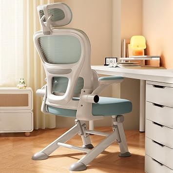 Kids Desk Chair with Arms - Children Study Chair Height Adjustable 16.5-20.5in - Kids Office Chair Comfortable Cushion Ergonomic Design for Studying and Gaming,Blue,B
