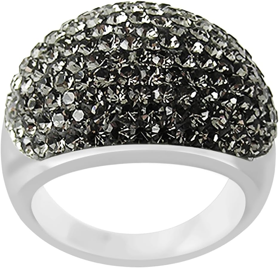 Colorful Black Multi Preciosa Crystal Stone Setting on Ferdio Glue Finger Ring Size Q (Size 8)