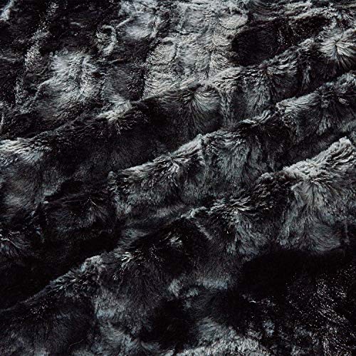 Viviland Faux Fur Throw Blanket, Luxury Soft Plush Shaggy Fleece Blanket, Machine Washable, Black, 50\"×60\" - Thumbnail 4