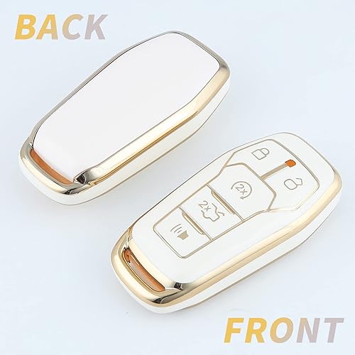 Miniatura 5 de Funda para llavero Ford, TPU suave de 360 grados, protección para Ford Fusion Mustang F150 Edge Explorer Lincoln MKZ MKC MKX, Modelo-b (Blanco)
