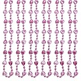 HELERKOL 12 Pieces Bachelorette Party Bead Necklaces Pink Heart-shaped Beaded Necklaces Valentine's Day Accessories Beaded Necklaces Bridal Party Wedding Beaded Necklaces Decoration