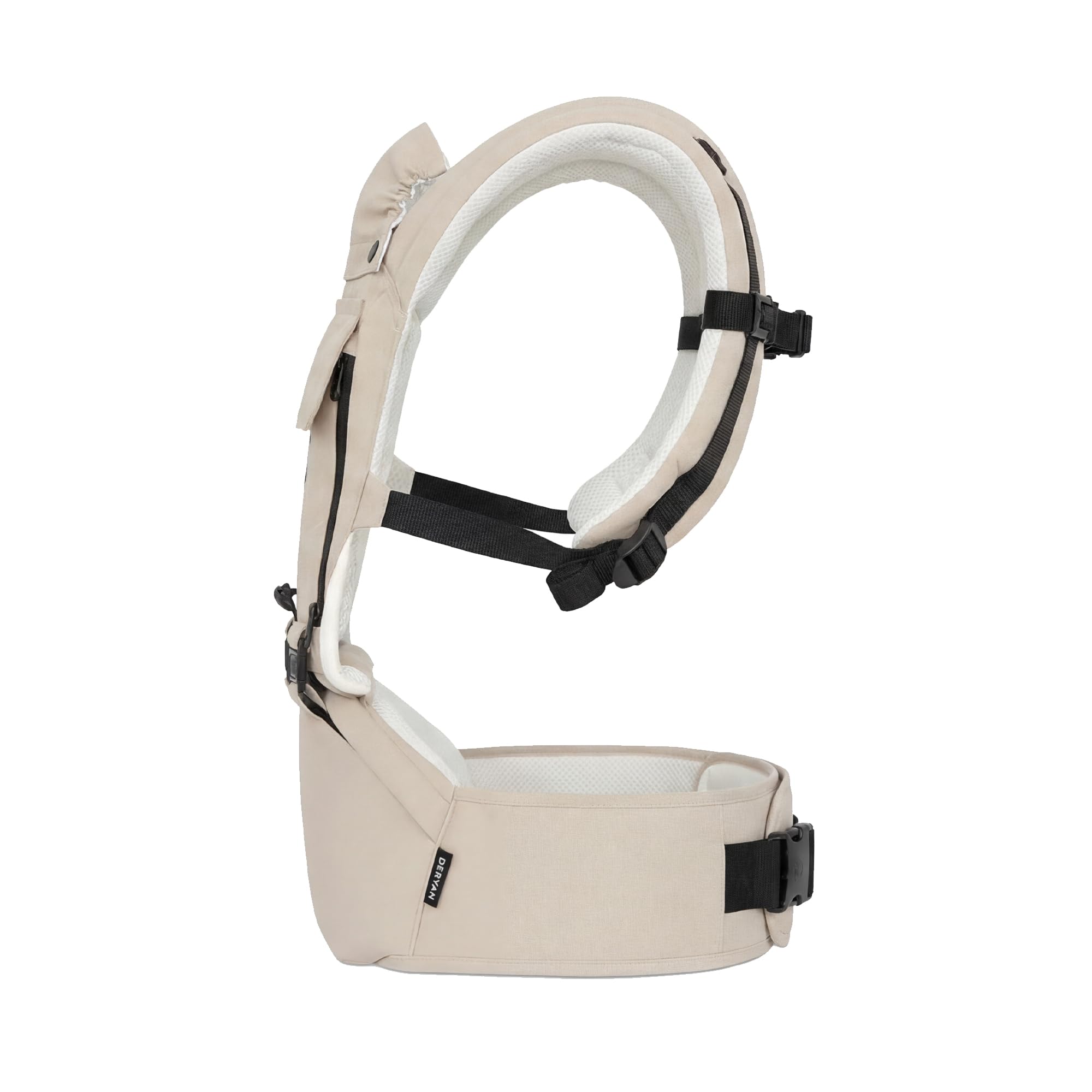 Marsupio Deryan Pack 4 in 1, ergonomico, convertibile, 100% cotone, per bambini da 0 a 3 anni, da 3 a 15 kg, posizione ergonomica a M, schiena a X, fibbia a scatto, Sabbia
