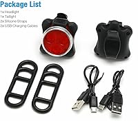 Vista 3 de Juego de faros LED para bicicleta recargables USB y luces traseras LED (juego de 2 luces)