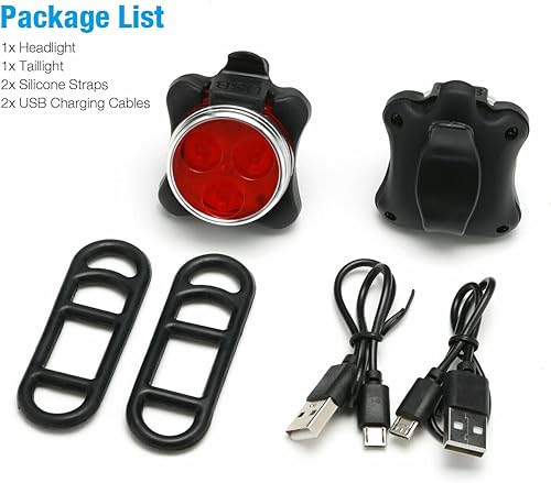 Miniatura 3 de Juego de faros LED para bicicleta recargables USB y luces traseras LED (juego de 2 luces)