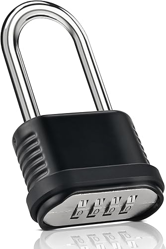 Cerradura de combinación de 4 dígitos resistente a la intemperie, grillete de 4.134 in de largo, resistente a la intemperie, cerradura combinada