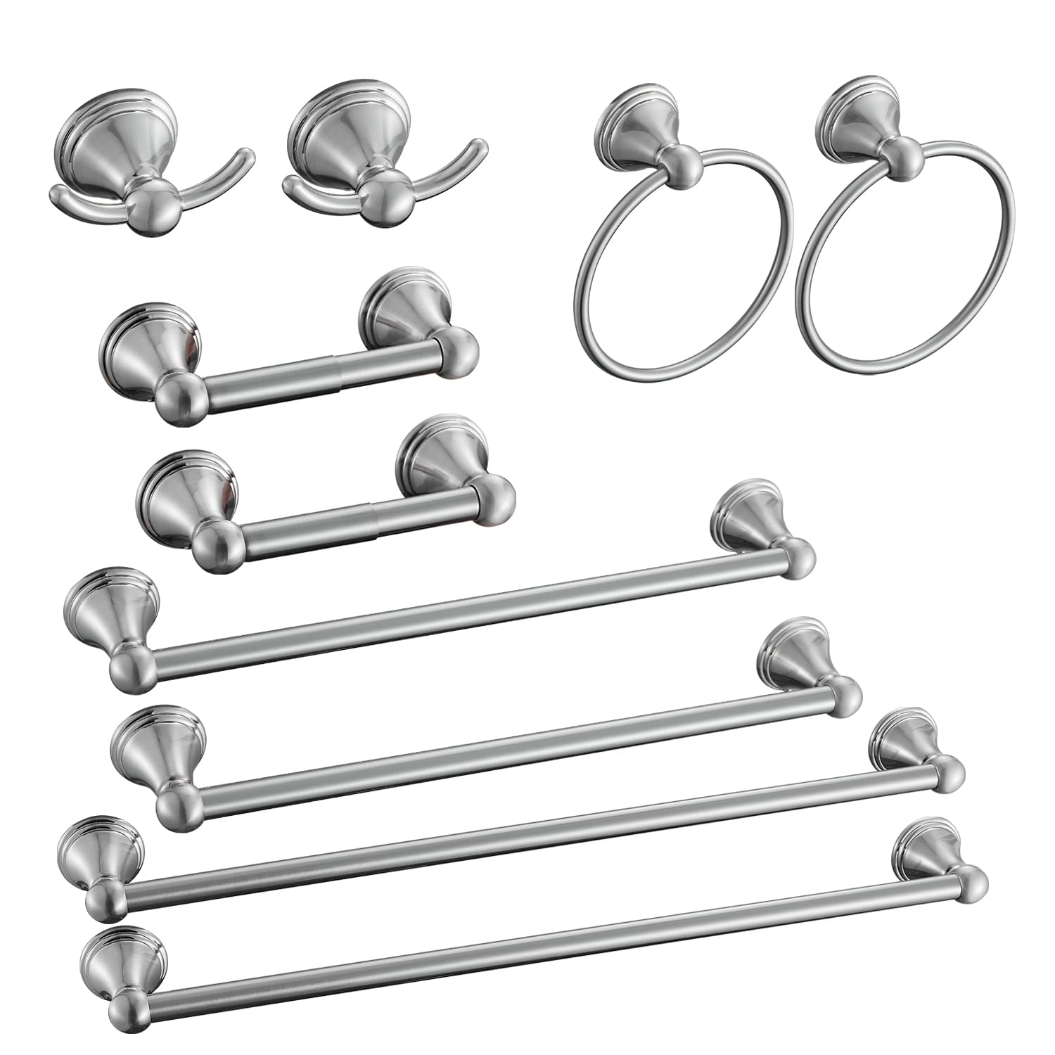 Sagetta Bathroom Hardware Set, 10-Piece Bath Accessories Set Wall Mount Includes 20 in Towel Bar, 16 in Towel Bar, Towel Ring, TP Holder, Towel Hook