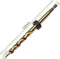 Vista 2 de OCGIG Taladro de agujero de bolsillo de 3/8 pulgadas, vástago hexagonal de 1/4 pulgadas, revestido de tianio, taladros de paso giratorio con cuello