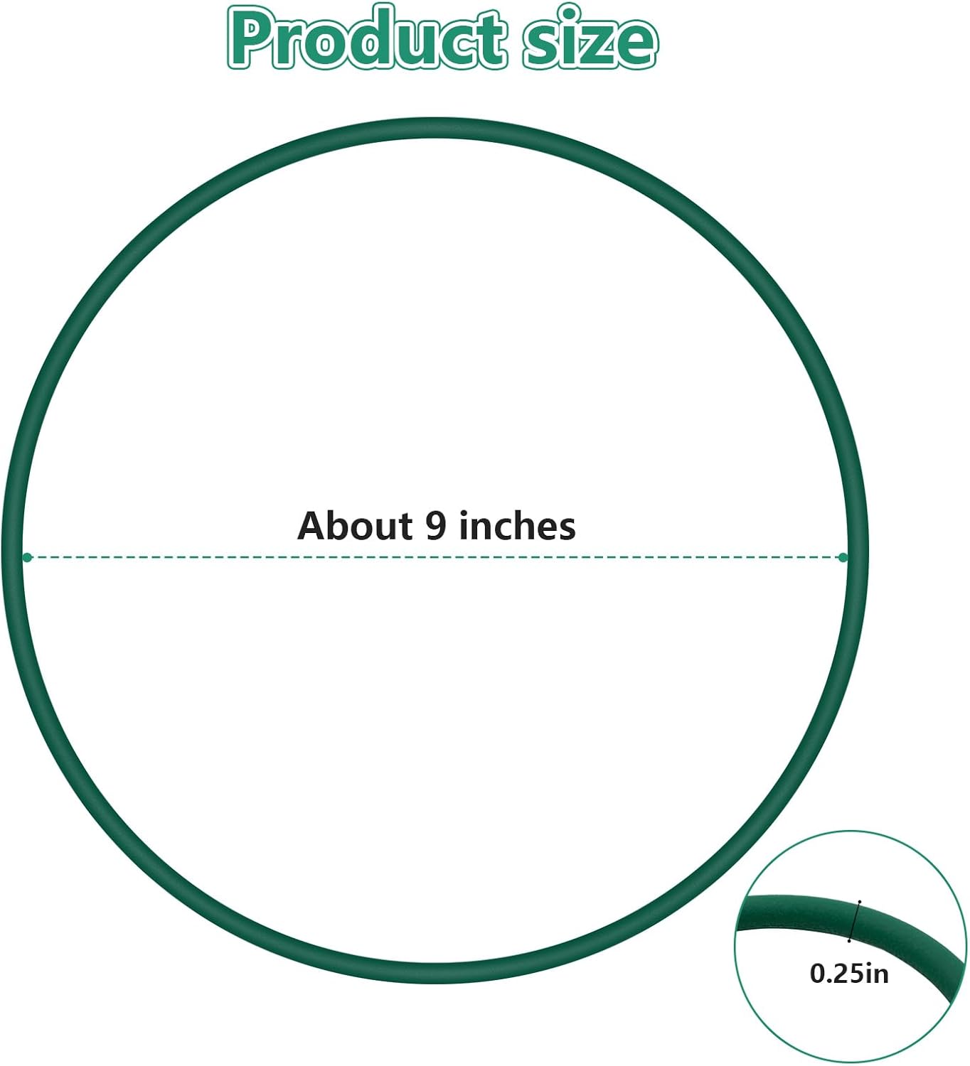 Diagram showing the approximate 9-inch diameter and 0.25-inch thickness of the dryer belt