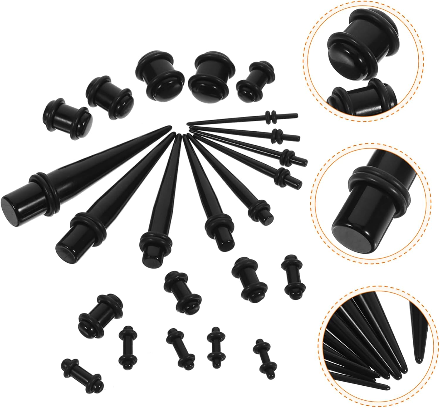 23pcs Acrylic Ear Stretchers Tapers Earring Stoppers for Ear Expansion