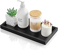 ALELION 11.7" Black Wood Bathroom Vanity Tray - Counter Organizer for Makeup, Perfume, Jewelry, Soap Dispenser & Kitchen Essentials