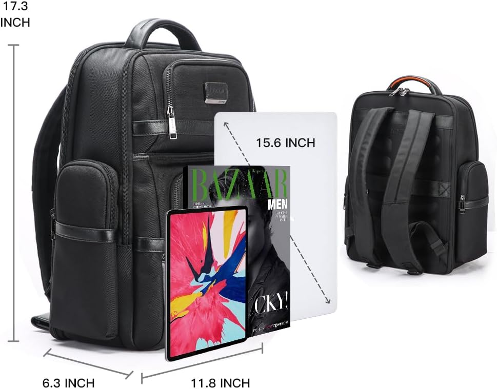 BOPai Executive Multi-Function Travel Friendly Backpack for Men 15.6 inch Laptop Business Anti Theft Computer Rucksack Water Resistant Smart USB Charging Large Capacity Office Classic Black