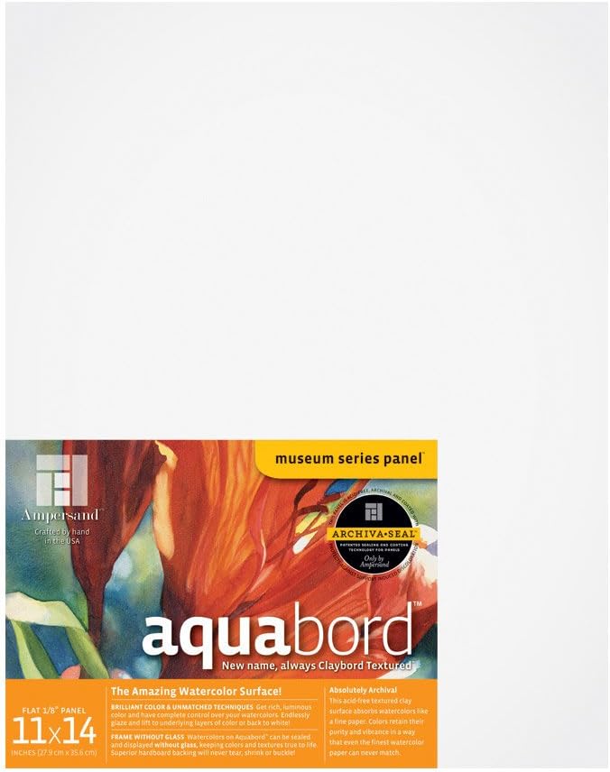 Ampersand Art SupplyWatercolor Painting Panel: Museum Series Aquabord, 1/8 Inch Flat Profile, 11x14