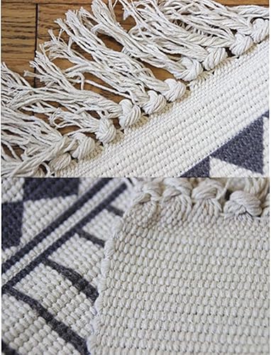 Miniatura 8 de 2 alfombras de algodón de 2 x 3 pies + 2 x 4.2 pies con borlas, alfombra de baño tejida lavable, alfombra de baño, alfombras para cocina, sala de