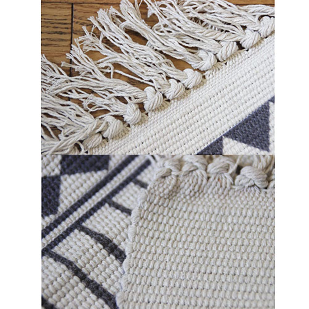 Tappeto da bagno in cotone con nappe, lavabile in tessuto, per cucina, soggiorno, camera da letto, lavanderia, veranda